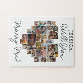 Marry Me Hart Paar Fotocollage Modern Script Legpuzzel (Horizontaal)