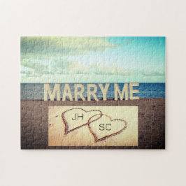 Marry Me Heart Initialen Beach huwelijksaanzoek Legpuzzel