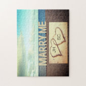 Marry Me Heart Initialen Beach huwelijksaanzoek Legpuzzel (Verticaal)