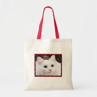 Marry Me Kat op een kleine canvas tas