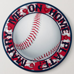 Marry me op Home Bord-Round Baseball Button