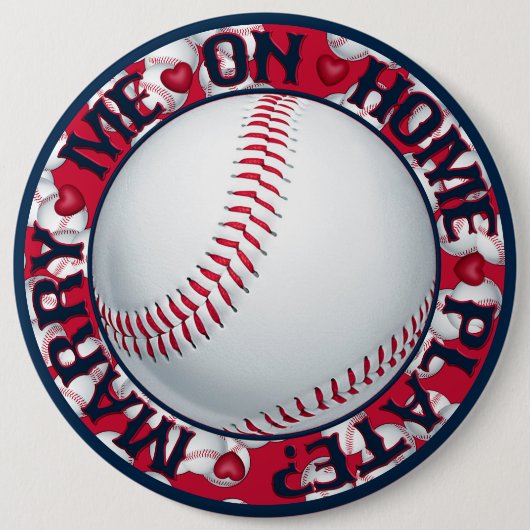 Marry me op Home Bord-Round Baseball Button (Voorkant)