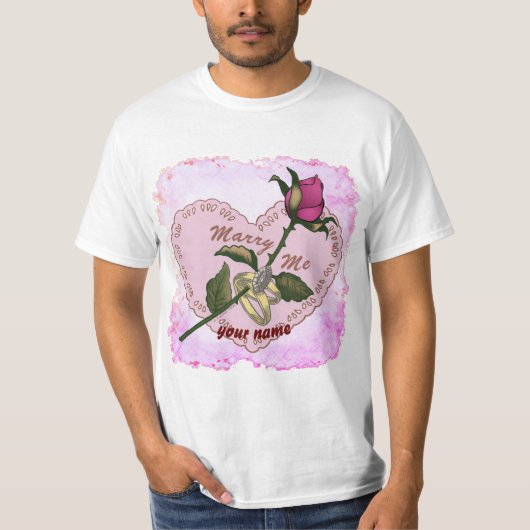 Marry Me Rings Roos bruiloft T-shirt (Voorkant)