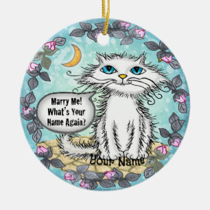 Marry Me Scraggles Cat Keramisch Ornament