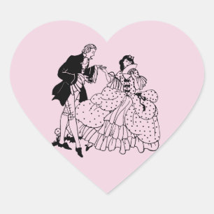 Marry Me Victoriaans Couple lovers Silhouette Art Hart Sticker