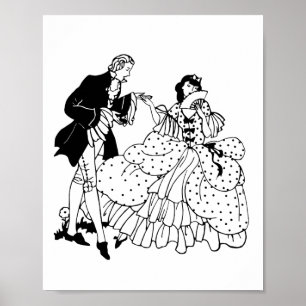 Marry Me Victoriaans Couple Silhouette Art Poster