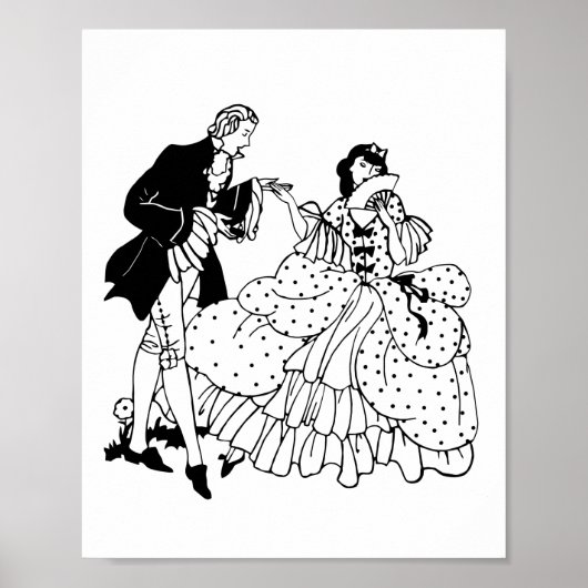 Marry Me Victoriaans Couple Silhouette Art Poster (Voorkant)