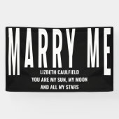 Marry me Voorstel Sun Moon Stars Black White Spandoek (Horizontaal)
