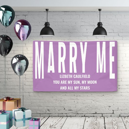 Marry me Voorstel Sun Moon Stars Lavender Banner
