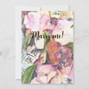 Marry me Waterverf florale muziekagenda Kaart