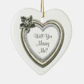 Marry Me White Ceramic Heart Verloving Ornament (Rechts)