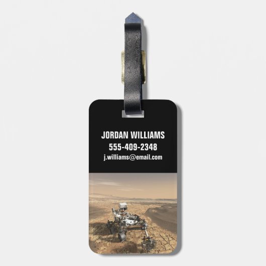Mars 2020 Rover op het oppervlak van Mars. Bagagelabel (Achterkant verticaal)