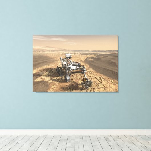 Mars 2020 Rover op het oppervlak van Mars. Canvas Afdruk (Insitu (Houten vloer))