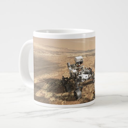Mars 2020 Rover op het oppervlak van Mars. Grote Koffiekop (Links)
