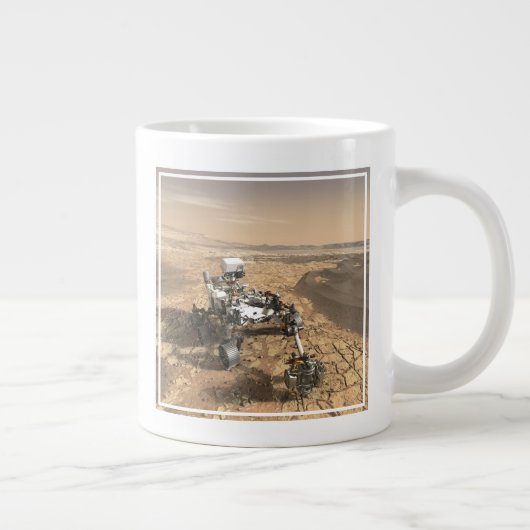 Mars 2020 Rover op het oppervlak van Mars. Grote Koffiekop (Rechts)