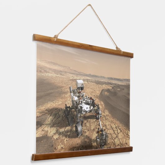 Mars 2020 Rover op het oppervlak van Mars. Hangend Wandkleed (Gebogen)