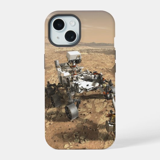 Mars 2020 Rover op het oppervlak van Mars. iPhone 15 Case (Achterkant)