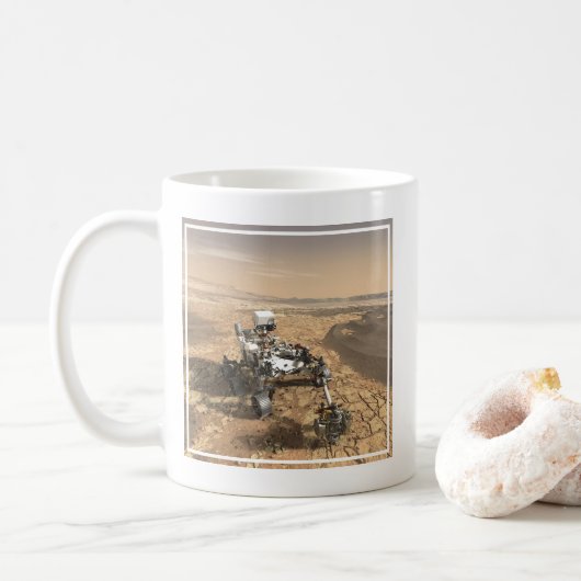 Mars 2020 Rover op het oppervlak van Mars. Koffiemok (Met donut)