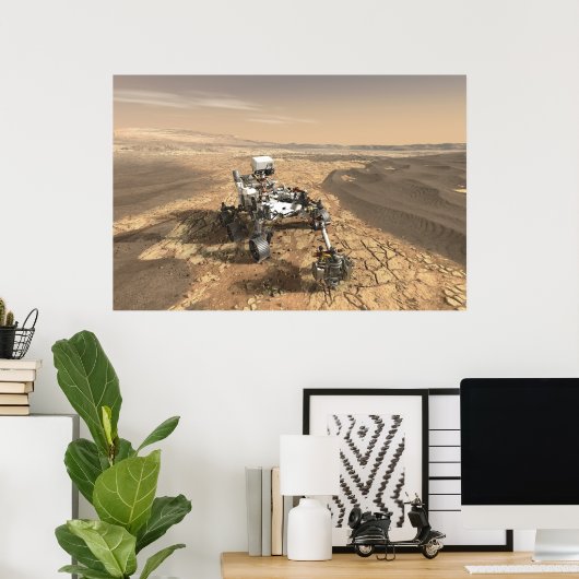 Mars 2020 Rover op het oppervlak van Mars. Poster (Thuiskantoor)