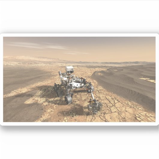 Mars 2020 Rover op het oppervlak van Mars. Sticker (Voorkant)