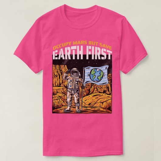 Mars Aarde Comic Astronaut Astral Cosmic Design fo T-shirt (Design voorkant)