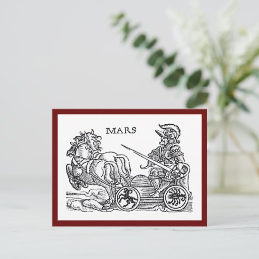 Mars Ares God of War Greco Roman Chariot Cartoon Briefkaart (Staand voorkant)