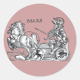Mars Ares God of War Greco Roman Chariot Cartoon Ronde Sticker