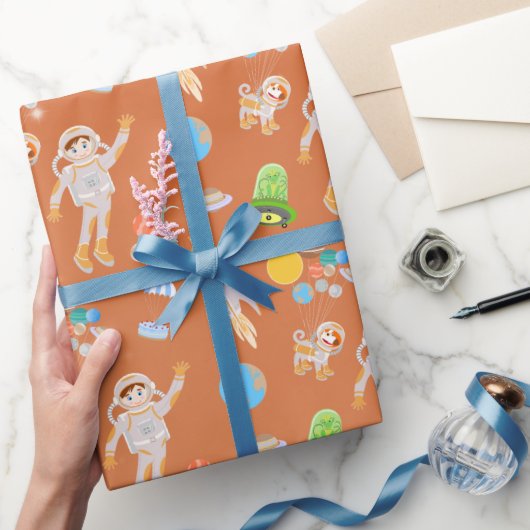 Mars astronaut jongen thema verjaardagsfeestje cadeaupapier (Geschenken)