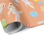 Mars astronaut jongen thema verjaardagsfeestje cadeaupapier (Rol Hoek)