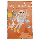 Mars astronaut jongen thema verjaardagsfeestje medium cadeauzakje (Voorkant)