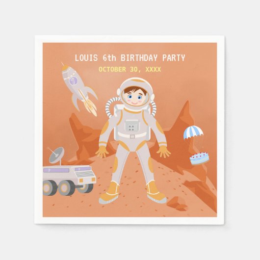 Mars astronaut jongen thema verjaardagsfeestje servet (Voorkant)