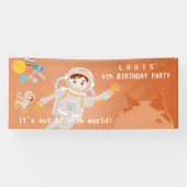 Mars astronaut jongen thema verjaardagsfeestje spandoek (Horizontaal)