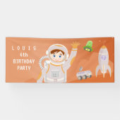 Mars astronaut jongen thema verjaardagsfeestje spandoek (Horizontaal)