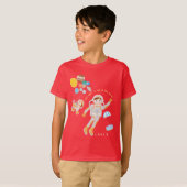 Mars astronaut jongen thema verjaardagsfeestje t-shirt (Voorkant volledig)