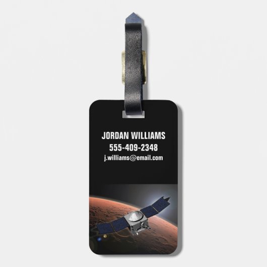 Mars atmosfeer en vluchtige evolutie missie. bagagelabel (Achterkant verticaal)