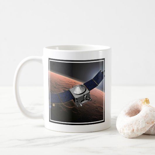 Mars atmosfeer en vluchtige evolutie missie. koffiemok (Met donut)