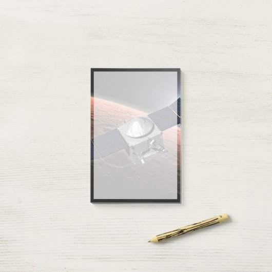 Mars atmosfeer en vluchtige evolutie missie. post-it® notes (Op bureau)