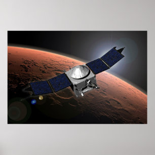 Mars atmosfeer en vluchtige evolutie missie. poster