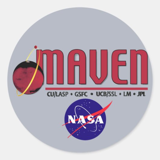 Mars Atmosfeer en Vluchtige EvolutieN (MAVEN) Ronde Sticker (Voorkant)