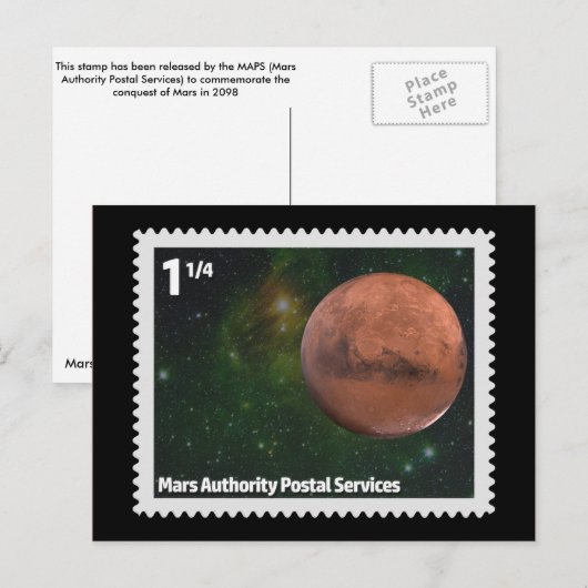 Mars Authority Postal Services Briefkaart (Voorkant / Achterkant)