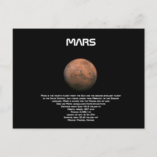 Mars-Briefkaart Briefkaart (Voorkant)