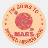 Mars De Rode Planeet Ruimte Geek Zonnestelsel Fun Ronde Sticker (Voorkant)