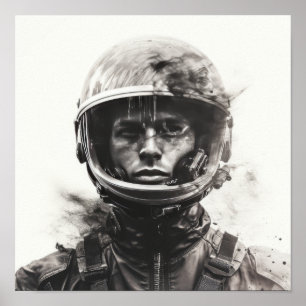 Mars dubbele belichting fotografie houtskool stijl poster