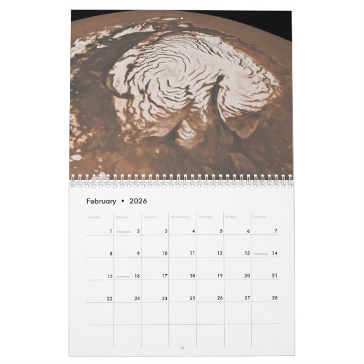 Mars en Mars ruimtevaartuig Kalender (Feb 2026)