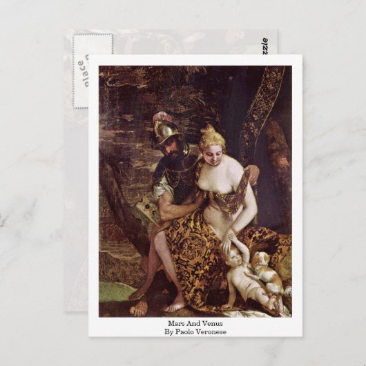 Mars en Venus door Paolo Veronese Briefkaart (Voorkant / Achterkant)