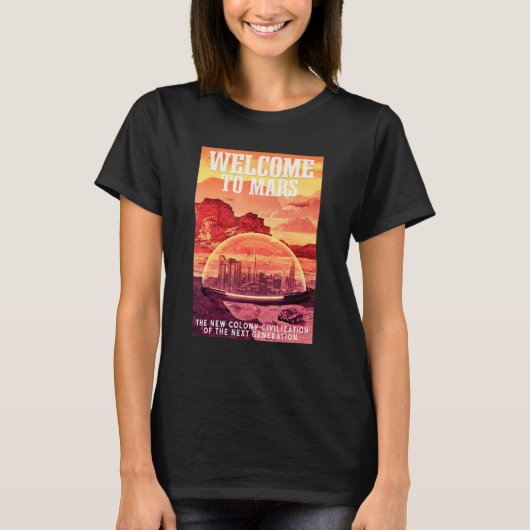 Mars esstronaut Welkom op Mars T-shirt (Voorkant)