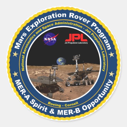 Mars Exploration Rovers: Spirit & Opportunity Ronde Sticker (Voorkant)