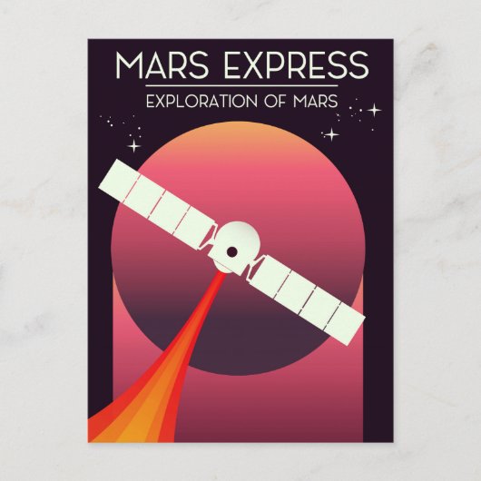 Mars Express - Verkenning van Mars Ruimtekunst. Briefkaart (Voorkant)