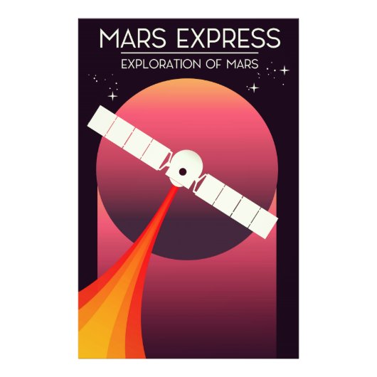 Mars Express - Verkenning van Mars Ruimtekunst. Foto Afdruk (Voorkant)