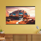 Mars Habitat Alpha – AI Sci-Fi Architectuur Canvas Afdruk (Insitu (Woonkamer))
